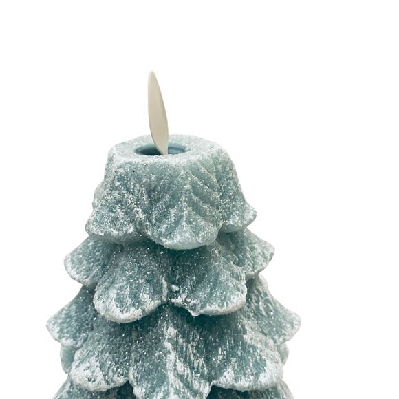 Luminara Flameless Glitter Christmas Tree LED Candle With Timer Iceberg Green - Picture 14 of 16